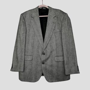 Haggar Mens Grey Gentleman's Fit Imperial Two Button Blazer Suit Coat